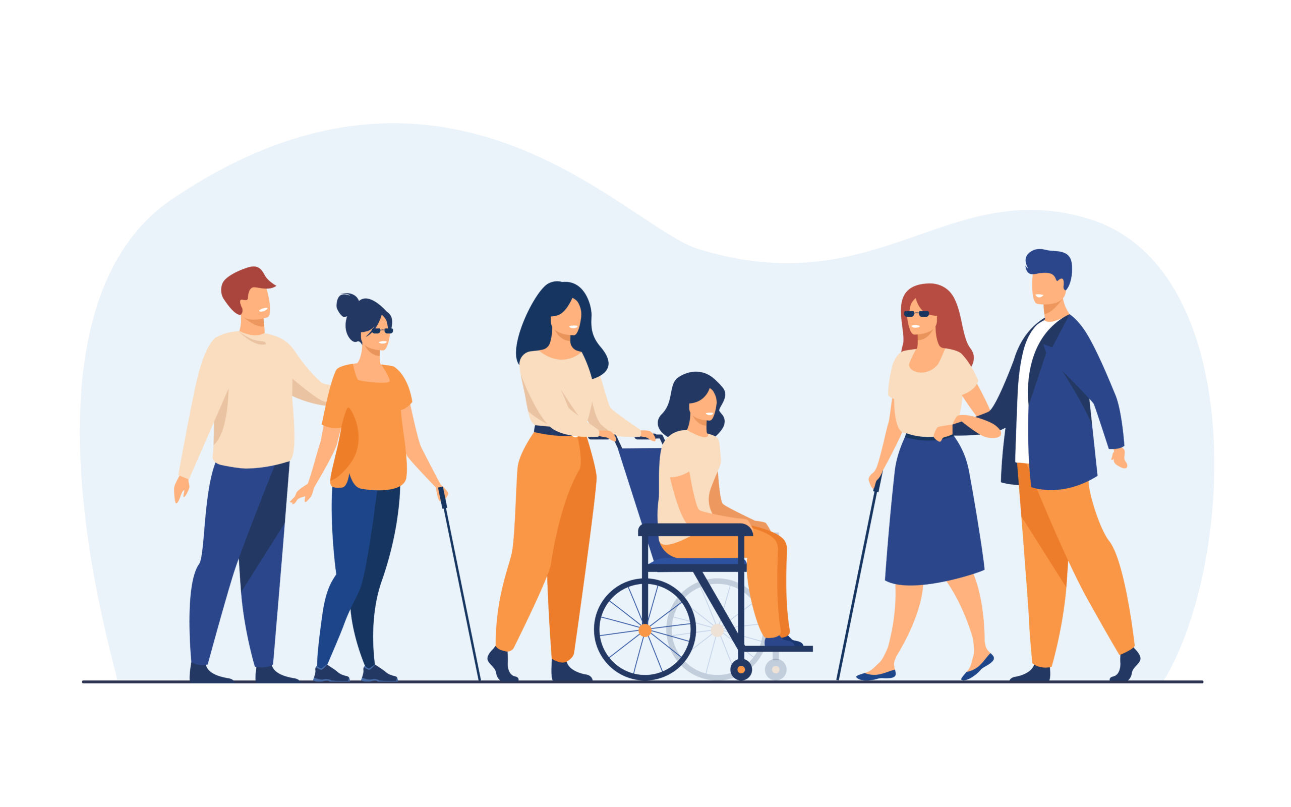 Volunteers helping disabled friends in outdoor walking So kommen Sie raus aus der Grauzone